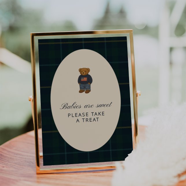 Preppy Polo Teddy Bear Baby Shower Treat Sign (Von Creator hochgeladen)