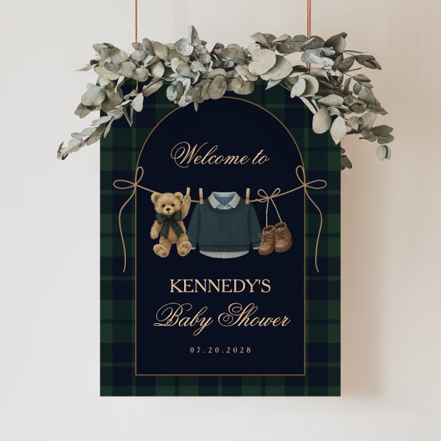 Preppy Polo Teddy Bear Baby Shower Welcome Sign Poster (Von Creator hochgeladen)