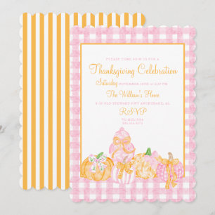 Preppy Pumpkin Bows Erntedank Celebration Party Einladung