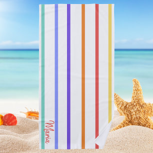 Preppy Rainbow Striping Modern Minimalistisch Strandtuch