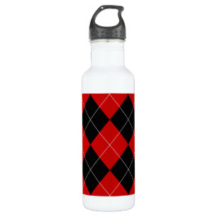 Preppy Raute Tartan Diamond Kariert Red Black Edelstahlflasche
