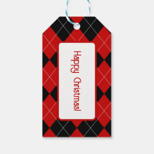 Preppy Raute Tartan Diamond Kariert Red Black Geschenkanhänger