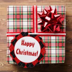 Preppy Raute Tartan Diamond Kariert Red Black Ornament Karte