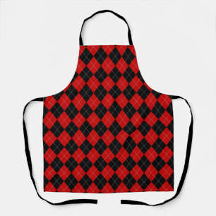 Preppy Raute Tartan Diamond Kariert Red Black Schürze