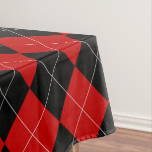 Preppy Raute Tartan Diamond Kariert Red Black Tischdecke