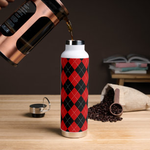 Preppy Raute Tartan Diamond Kariert Red Black Trinkflasche