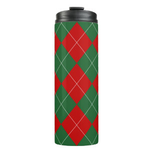 Preppy Raute Tartan Diamond Kariert Red Green Thermosbecher