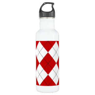 Preppy Raute Tartan Diamond Kariert Red White Edelstahlflasche