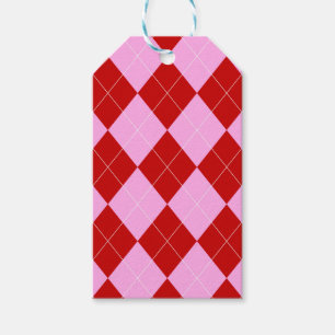 Preppy Raute Tartan Diamond Kariert Rotes Rosa Geschenkanhänger