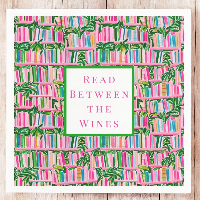 Preppy Read Between Wines Book Club Pink Serviette (Von Creator hochgeladen)