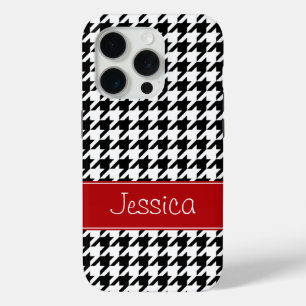 Preppy Red and Black Hahnentrittmuster Personalisi Case-Mate iPhone Hülle