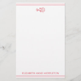 Preppy Red and White Lobster Personalisiert Briefpapier