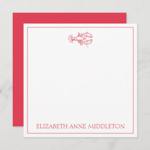 Preppy Red and White Lobster Personalisiert Mitteilungskarte