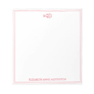 Preppy Red and White Lobster Personalisiert Notizblock