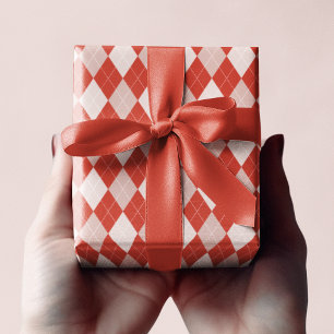 Preppy Red & Blush Pink Kleines Muster für Raute Geschenkpapier