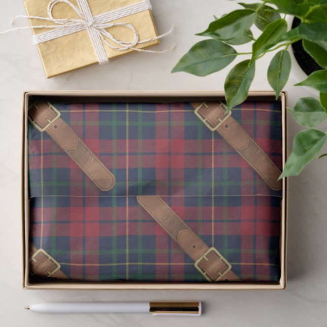 Preppy Red Christmas Plaid With Buckles Seidenpapier (Geschenk)