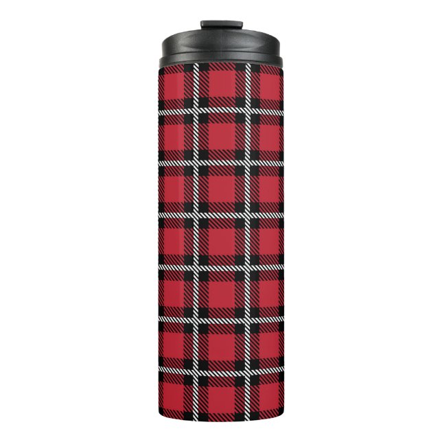 Preppy Red Grid Check Design Thermosbecher (Vorderseite)