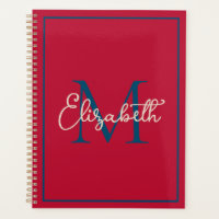 Preppy Red Navy Blue und Creme Monogram