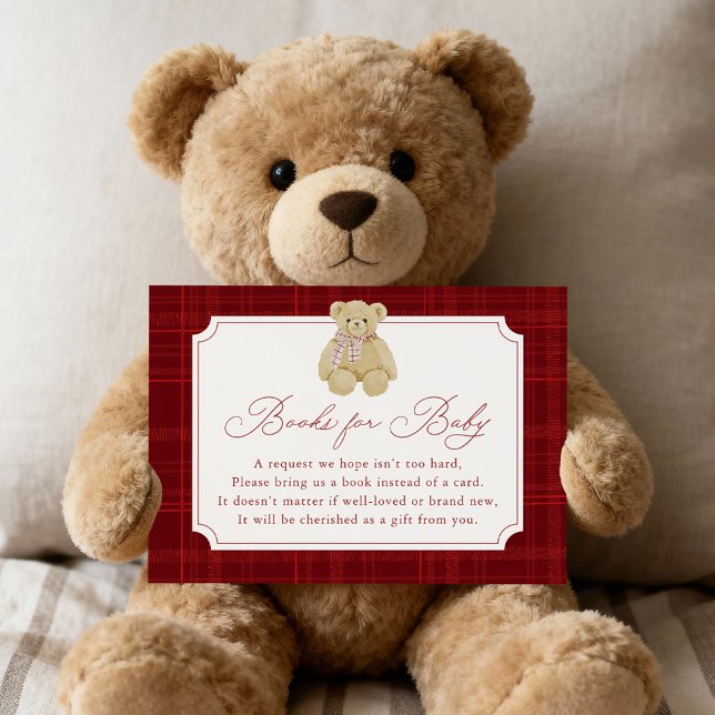 Preppy Red Plaid Teddy Bear Book Request Begleitkarte (Von Creator hochgeladen)