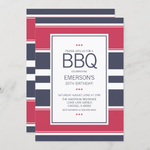 Preppy Red, White and Blue GRILLEN Einladung zum G
