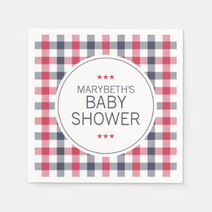Preppy Red, White & Blue Kariert Baby Dusche Serviette