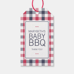 Preppy Red, White & Blue Kariert GRILLEN Baby Dusc Geschenkanhänger