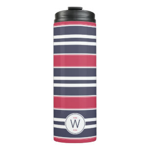 Preppy Red, White & Blue Strip Thermal Tumbler Thermosbecher