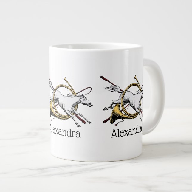 Preppy Reitpferd springt durch Hornfarbe Jumbo-Tasse (Vorderseite Rechts)