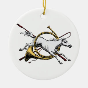 Preppy Reitpferd springt durch Hornfarbe Keramik Ornament