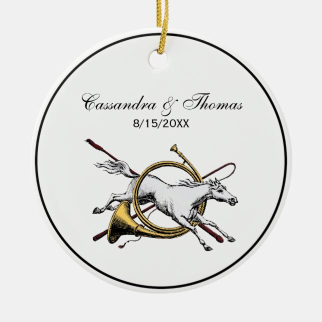 Preppy Reitpferd springt durch Hornfarbe Keramikornament (Vorne)
