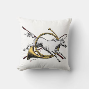 Preppy Reitpferd springt durch Hornfarbe Kissen