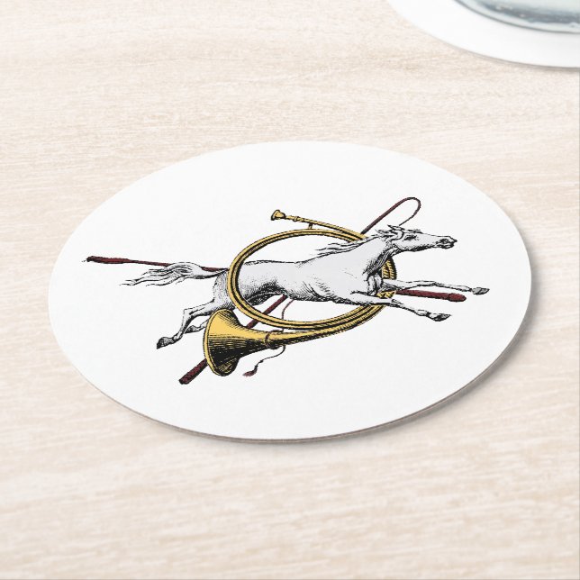 Preppy Reitpferd springt durch Hornfarbe Runder Pappuntersetzer (Angewinkelt)