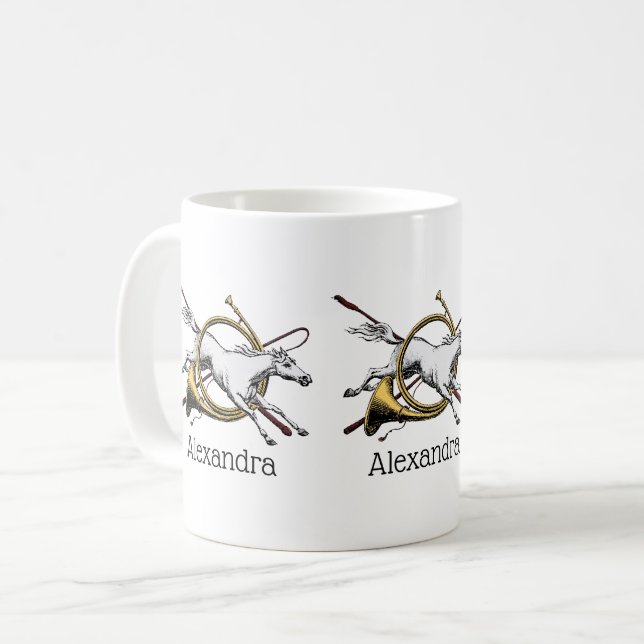 Preppy Reitpferd springt durch Hornfarbe Tasse (Vorderseite Links)