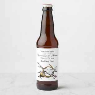 Preppy-Reitsport Pferd Springen Durch Horn Farbe Bierflaschenetikett