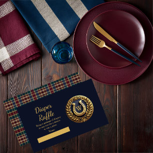 Preppy Reittier Horseshoe Blue Diaper Raffle Begleitkarte