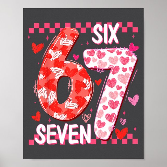 Preppy Retro Coquette Bow 6 7 Six Seven Love Valen Poster (Vorne)