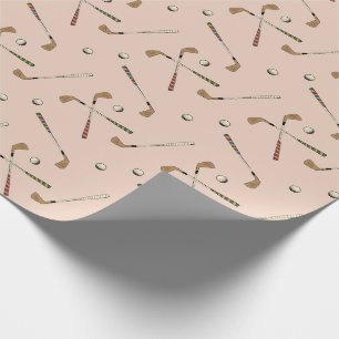 Preppy Retro Golf Golfer Club Bälle Muster Beige Geschenkpapier