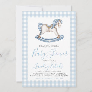 Preppy Rocking Horse Blue Boy Baby Shower Einladung