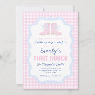 Preppy Rodeo First Birthday Cowgirl Boots Einladung
