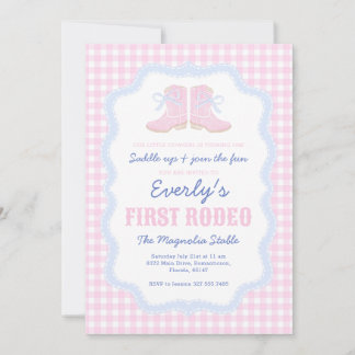 Preppy Rodeo First Birthday Cowgirl Boots Einladung