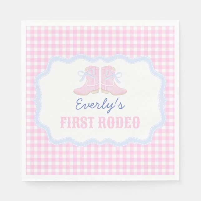 Preppy Rodeo First Birthday Cowgirl Boots Serviette (Vorderseite)