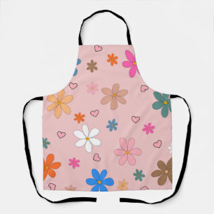 Preppy Rosa Farbige Blumen Herz Y2K Muster Schürze