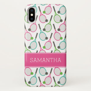 Preppy rosa grünes aquamarines Tennis-Muster Case-Mate iPhone Hülle
