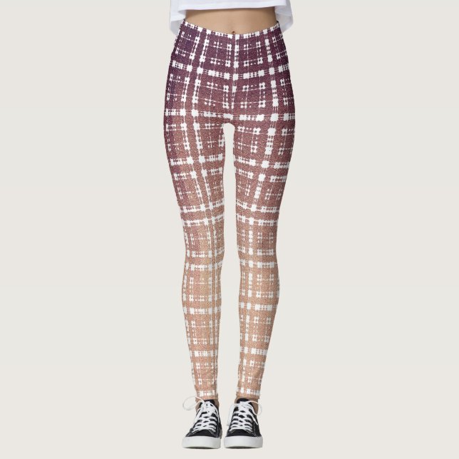 Preppy rosa karierte Mode Leggings (Vorderseite)