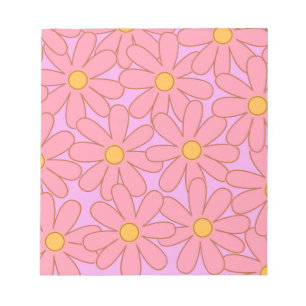 Preppy Rosa Lila Blumen Einfaches Blumenmuster Notizblock