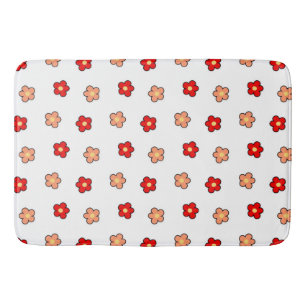Preppy rosa rotes Blume Muster Weißer Hintergrund Badematte