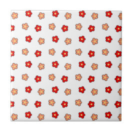 Preppy rosa rotes Blume Muster Weißer Hintergrund Fliese