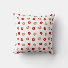 Preppy rosa rotes Blume Muster Weißer Hintergrund Kissen