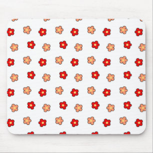 Preppy rosa rotes Blume Muster Weißer Hintergrund Mousepad