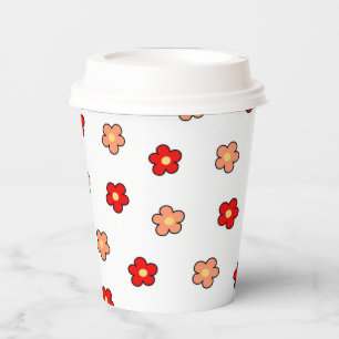 Preppy rosa rotes Blume Muster Weißer Hintergrund Pappbecher